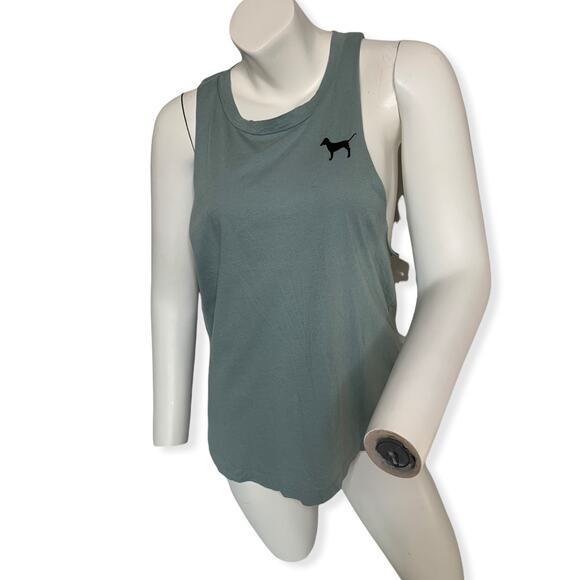 PINK Victoria's Secret soft teal sleeveless tank muscle tee Small - Picture 1 of 5